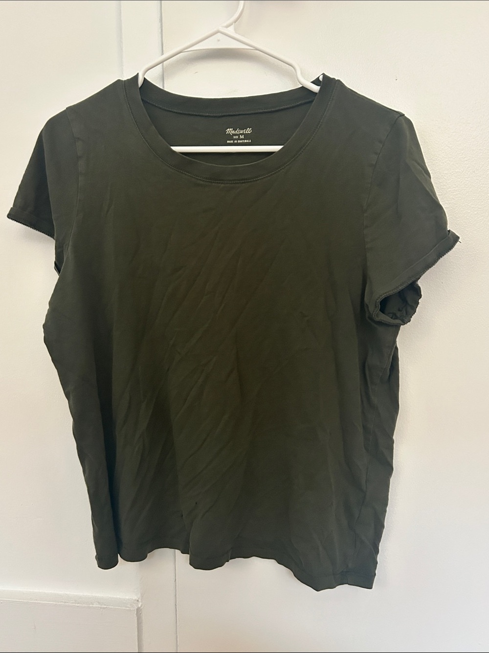 Madewell The Perfect Crewneck Tee in Allday Jersey Forest Green Medium